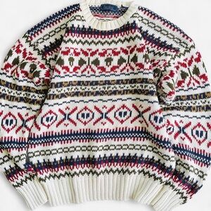 Vintage Finalist Chunky Cotton Knit Nordic Style Pullover Sweater